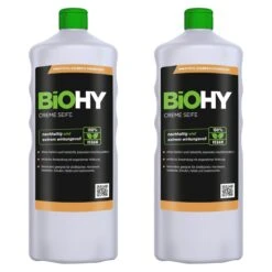 BiOHY Creme Seife (2x1l Flasche) | Hautschonende, Rückfettende Und Geruchsneutrale Handseife PHOSPHATFREI | Ohne Parfüm Und Farbstoffe
