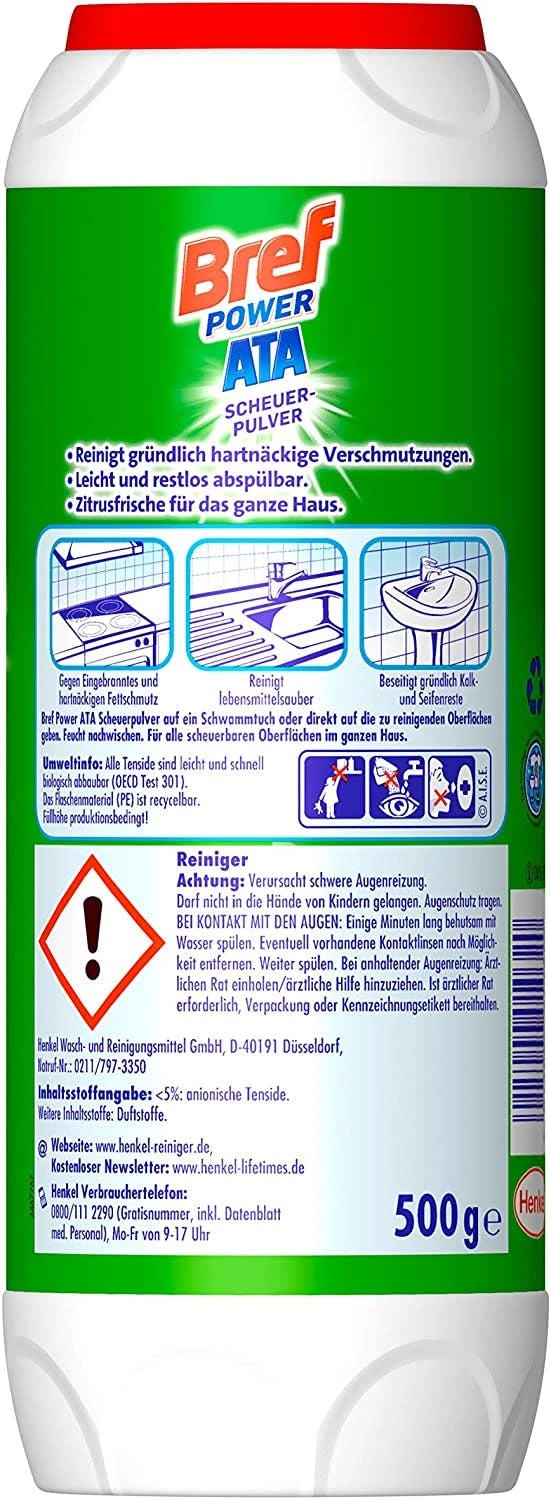 Bref Power ATA Scheuerpulver Gegen Hartnäckige Verschmutzungen 500 G Reiniger 6 Bref Power ATA Scheuerpulver Gegen Hartnäckige Verschmutzungen 500 G Reiniger – Bild 6
