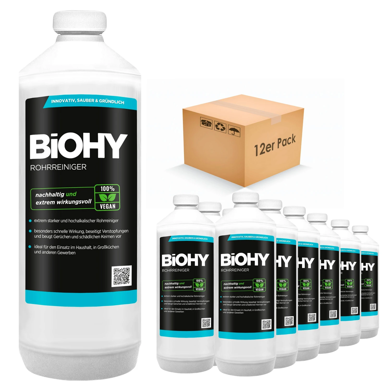 BiOHY Rohrreiniger (6x1l Flasche) | EXTRA STARK | Flüssiger, Hochkonzentrierter Abflussreiniger | Geruchsneutral | Für Alle Verstopfungen 5 BiOHY Rohrreiniger (6x1l Flasche) | EXTRA STARK | Flüssiger, Hochkonzentrierter Abflussreiniger | Geruchsneutral | Für Alle Verstopfungen – Bild 5