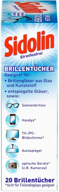 Sidolin Brillenputztücher 20 Stück Reinigungstücher Tücher Reinigen Putztuch -Reinigungsmittel Laden b92b709c 9011 4437 9908 63ba3304c730