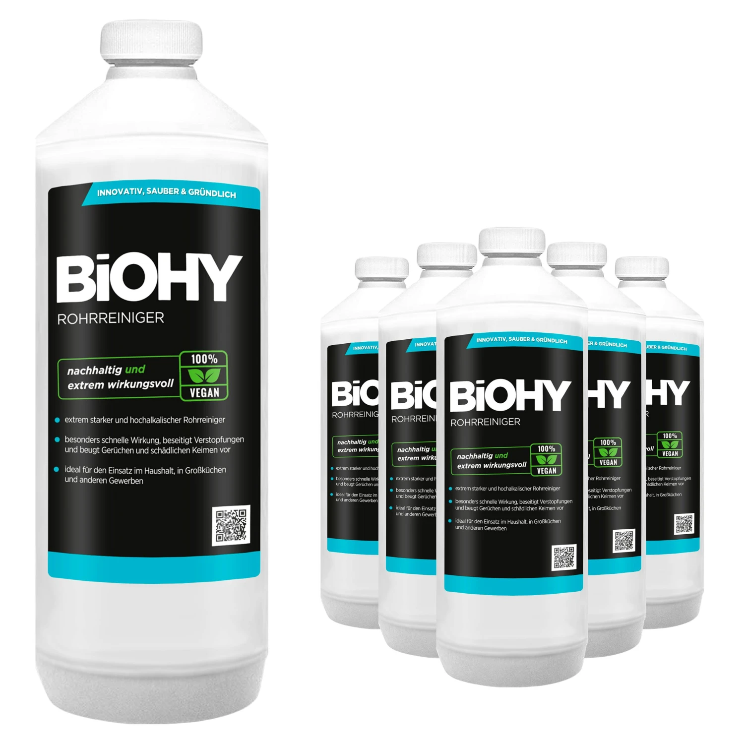 BiOHY Rohrreiniger (9x1l Flasche) | EXTRA STARK | Flüssiger, Hochkonzentrierter Abflussreiniger | Geruchsneutral | Für Alle Verstopfungen 2 BiOHY Rohrreiniger (9x1l Flasche) | EXTRA STARK | Flüssiger, Hochkonzentrierter Abflussreiniger | Geruchsneutral | Für Alle Verstopfungen – Bild 2