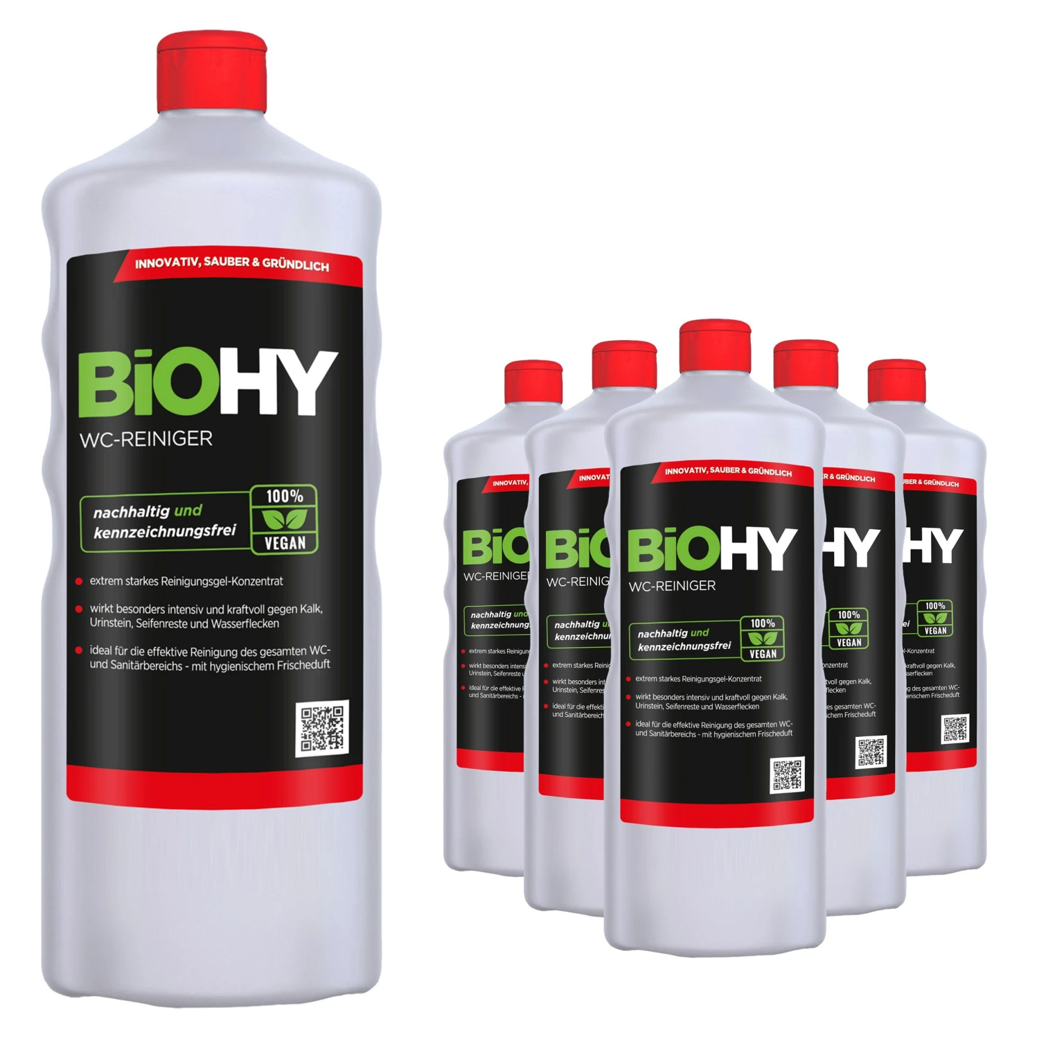 BiOHY WC-Reiniger (6x1l Flasche) | EXTRA STARK | Profi Bio Konzentrat | Dickflüssiges Reinigungs-Gel | Ideal Gegen Urinstein 1 BiOHY WC-Reiniger (6x1l Flasche) | EXTRA STARK | Profi Bio Konzentrat | Dickflüssiges Reinigungs-Gel | Ideal Gegen Urinstein
